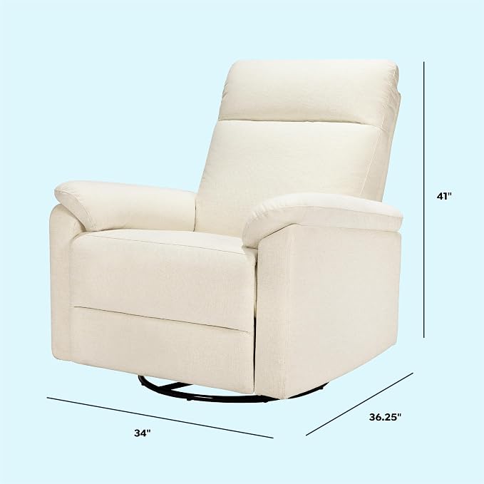 Davinci Suzy Electronic Swivel Recliner with USB Port in Vanilla, GREENGUARD Gold & CertiPUR-US® Certified