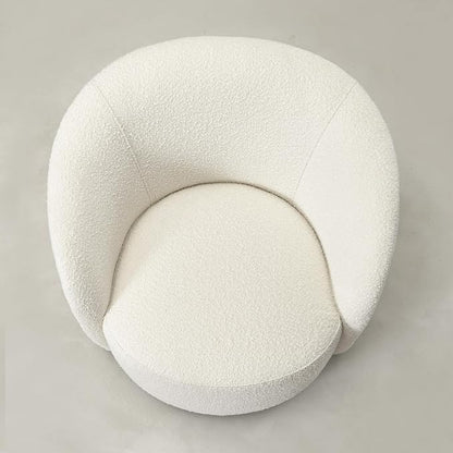 KINWELL 34" W Mid Century Modern Swivel Barrel Chair, Round Upholstered Boucle Swivel Accent Chairs, No Assembly Sofa Chair for Living Room Bedroom Reading Apartment Lounge Nursery(Cream)