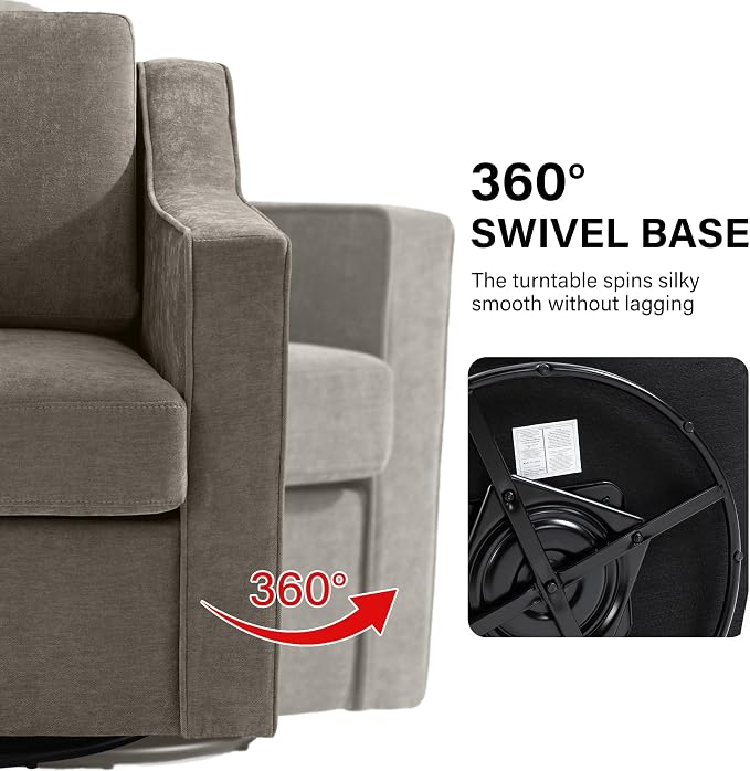 Swivel Accent Chair Set of 2, Modern Round Barrel Arm Chair for Living Room, Bedroom, Comfy Club Reading Chairs for Adults, Chenille Sand