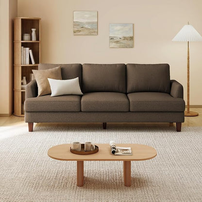 Gericco Mid Century Modern Couches for Living Room, 89" Comfy Brown Couch Sofa with 3-Seater Deep Seats, Upholstered Sofas for Living Room, Office Apartment, Bedroom