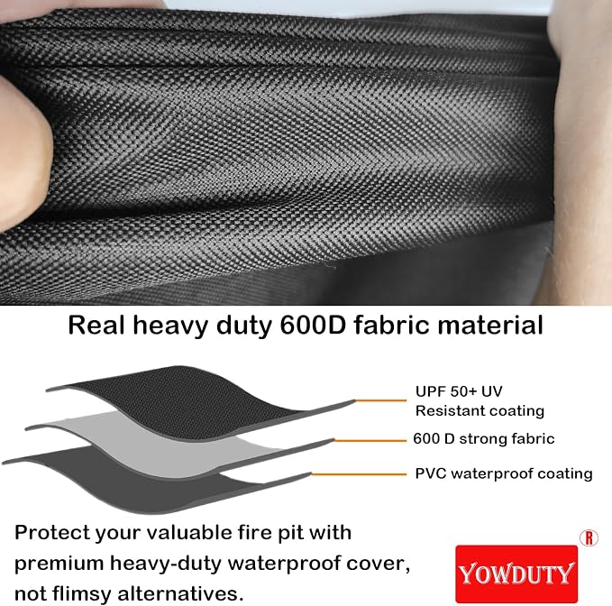 Rectangular Propane Gas Fire Pit Table Cover 44x28x24 Inch, Waterproof Heavy Duty 600D Rectangle Outdoor Fireplace Cover 44 inch, All-weather Protection For Patio Firepit Table 42/43/44 inch