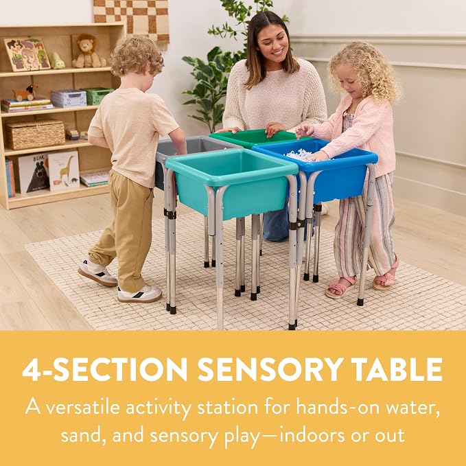 Back2School Express Adjustable Quad Sensory Tables with Lids, Children's Furniture, Contemporary