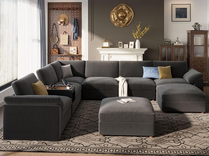 EASE MOOSE Sectional Modular Sofa, Oversized L Shape Sectional Couch Wide Deep seat Sectional Sofa Comfortable Grey Modular Sofa