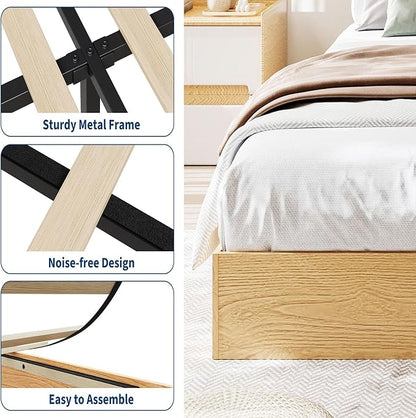 GarveeHome Twin Size Wood Platform Bed Frame,Wooden Bed Frame Without Headboard, Wood Slat Support,No Box Spring Needed, Easy Assembly