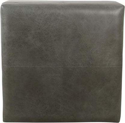 HomePop 28" Faux Leather Square Storage Ottoman - Pewter Gray