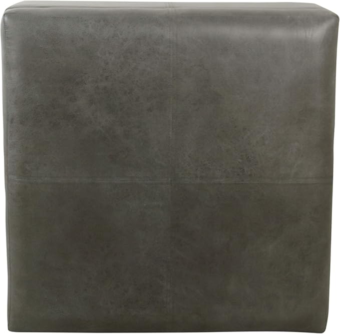 Homepop Home Decor |K2380-E903| Luxury Large Faux Leather Square Storage Ottoman | Ottoman with Storage for Living Room & Bedroom, Gray