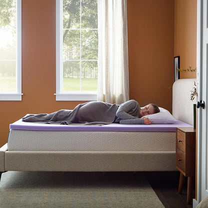 Lucid® 2" Lavender Memory Foam Mattress Topper – CertiPUR-US®, Twin XL