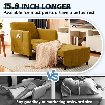ZZW Sleeper Chair 84" Extra Long Convertible Chair Bed Upgraded 3-in-1 to 4-in-1 Pull Out Chair & Single Sofa Bed for Adult Sleeping Chairs for Living Room & Small Space