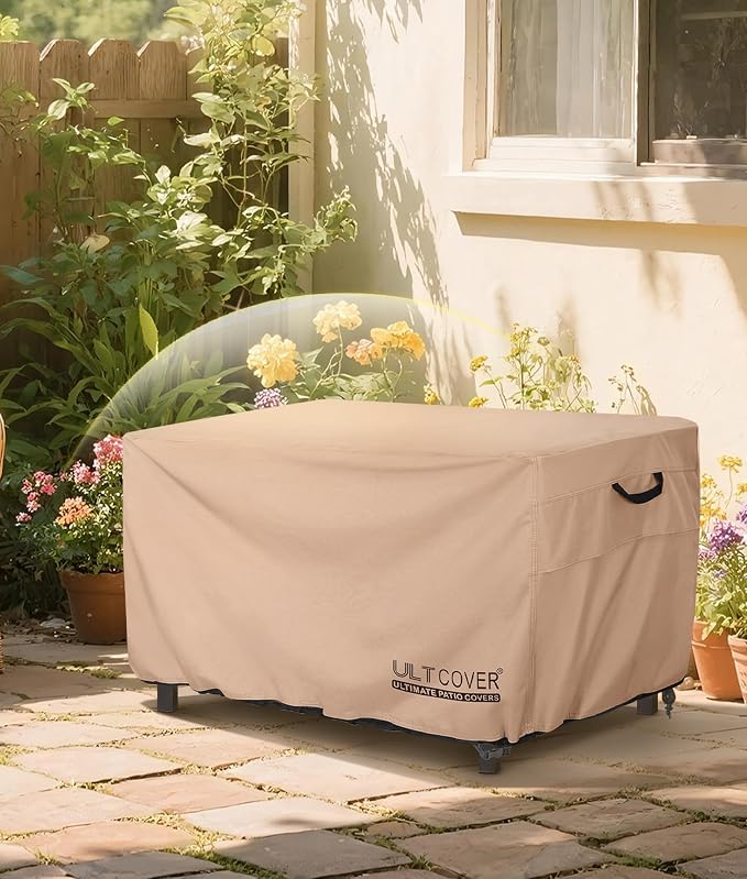 ULTCOVER Rectangular Gas Fire Pit Table Cover 44x28 inch Waterproof Heavy Duty Firepit Cover