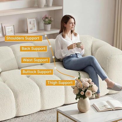 KISLOT 84" Boneless Couch No Assembly Required Loveseat Sofa Modern Deep Seat Cloud Couch Modern Compressed Sofa Oversized Upholstered 3-Seater for Living Room Bedroom