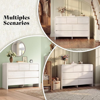 AMERLIFE Drawer Tall Dresser for Bedroom, Modern Storage Cabinet with Anti-Tip Kit, Rounded Corners & Easy Assembly, White Wood Chest for Closet (White, 15.8" D x 48.8" W x 33.3" H (7 Drawers))