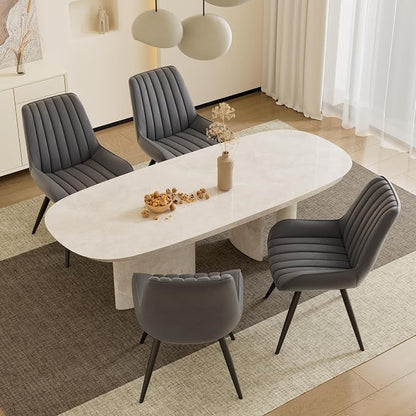 Dining Chairs Set of 2, Mid Century Modern Kitchen Chairs with Soft Cushion, Comfortable Upholstered Fabric Dining Room Chairs for Kitchen,Dark Grey