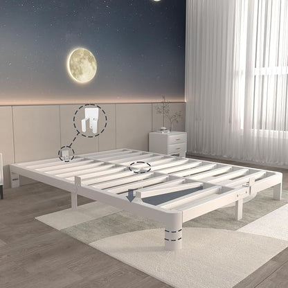 ITIMIDI 6 Inch King Size White Bed Frame with Metal Gaskets,Metal King Bed Frame Platform, No Box Spring Needed, Heavy Duty Steel Support 3500 LBS, Anti-Slip Mattress Stopper, Easy Assembly