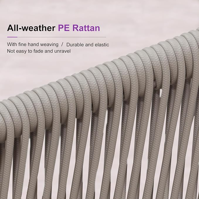 PURPLE LEAF 11 Pieces Outdoor Dining Set Patio Extended Upgrade Table and Chairs Set Aluminum Wicker Rattan Patio Furniture Set for Lawn Garden Backyard Champagne