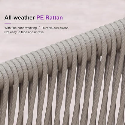 PURPLE LEAF 9 Pieces Outdoor Dining Set Aluminum Rattan Wicker Patio Furniture for Lawn Backyard Deck Champagne
