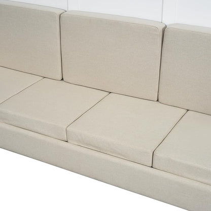 MERITLINE Queen Murphy Bed with 4 Seat Couch and Storage Shelves,Wood Murphy Bed Cabinet with Storage and Sofa,Folding White Murphy Wall Bed Cabinet Queen Size