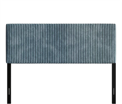 Full Corduroy Velvet Upholstered Adjustable Headboard, Light Blue