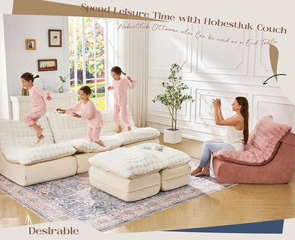 Hobestluk Sofa Couch Foam Sofa for Small Spaces Comfy Sofas with Footrest Couch Recliner Small Sofas for Living Room, Bedroom, Apartment (White)
