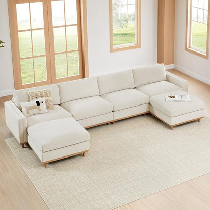 CHITA 153” Super Large Luxury Sectional Modular Sofa, Down Filled, 6 Seat Couch, Linen