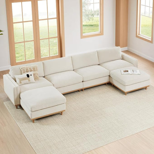 CHITA 153” Super Large Luxury Sectional Modular Sofa, Down Filled, 6 Seat Couch, Linen