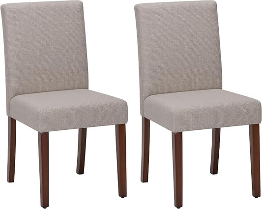 MALOL Upholstered Dining Chairs Set of 2, Modern Fabric Dining Room Chair, Wooden Dining Chair, Kitchen Side Chairs, Farmhouse Dinner Chair with High Back for Kitchen, Brown