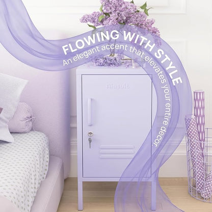 Single Door Lockable Metal End Table & Children's Bedside Table, 2-Tier Storage Cabinet with Adjustable Shelf, Easy Assembly Side Table for Living Room Bedroom Home Office Purple