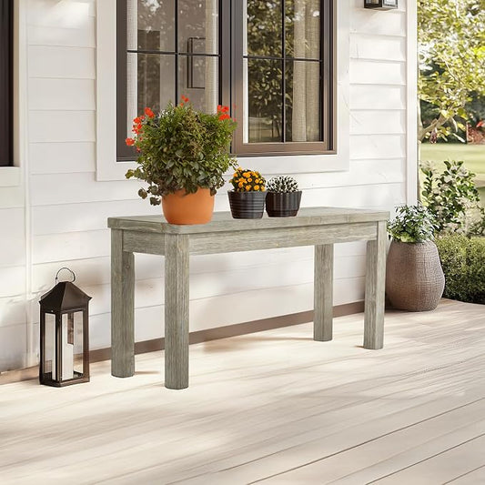 VINGLI Outdoor Wooden Bench, 40” Porch Bench Outdoor Backless Garden Bench, Small Outdoor Bench for Deck Patio Entryway (Grey, 40in)