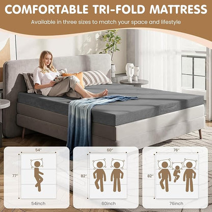 Convertible Sofa Bed King,5-in-1 Folding Boneless Couch Corduroy Futon Sofa Bed,Tri-Fold Mattress with Removable Armrests & Handle,Sleeper with Pull Out Bed for Small Space Living Room Bedroom