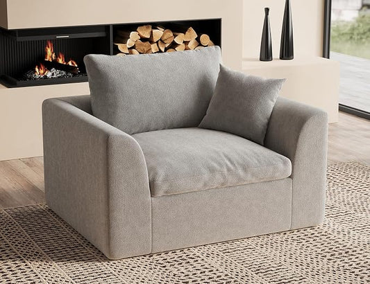 ohllob 48.6" Single Sofa, Small Boneless Couches for Living Room, Cloud Couch for Bedroom, Office, Light Grey