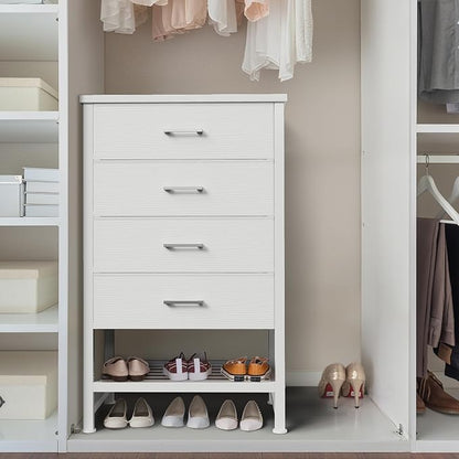 BOLUO White Dresser for Closet with 4 Drawers and Shelf Large Closet Drawers for Closet Organizers and Storage Bedroom Dorm Modern
