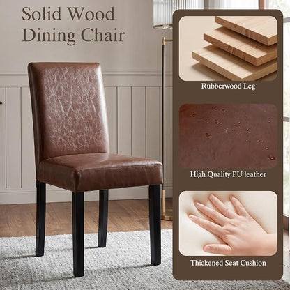 LSSBOUGHT Modern Dining Chair Urban Style Linen Kicthen Chairs with Solid Wood Legs for Dining Room and Restaurant (Brown, Set of 2)