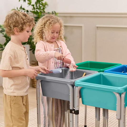 Back2School Express Adjustable Quad Sensory Tables with Lids, Children's Furniture, Contemporary