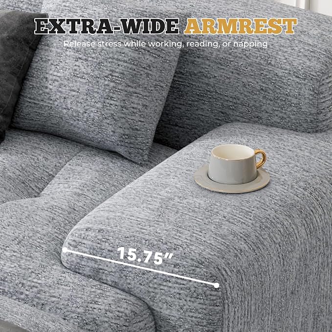 158" Modern U Shaped Modular Sectional Sofa, Boneless Couches for Living Room,6 Seater Convertible Chenille Cloud Couch Sofa Set, No Assembly Required, Light Grey 1 PCS