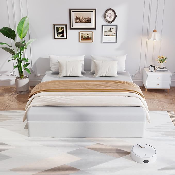 Awesofurni Queen Box Spring, 8 Inch Box Spring for Queen Bed, 3000 lbs Heavy Duty Metal Frame Mattress Foundation with Fabric Cover, Easy Assembly-Noise Free