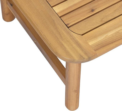 Merax 1 Piece Patio Furniture Set, All-Weather Acacia Wood Rectangular Coffee Table with Sturdy Legs, Outdoor Center Table for Porch, Lawn, Backyard, Balcony Teak