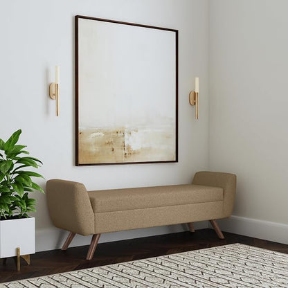 HomePop 60" Modern Storage Bench with Wood Legs - Brown