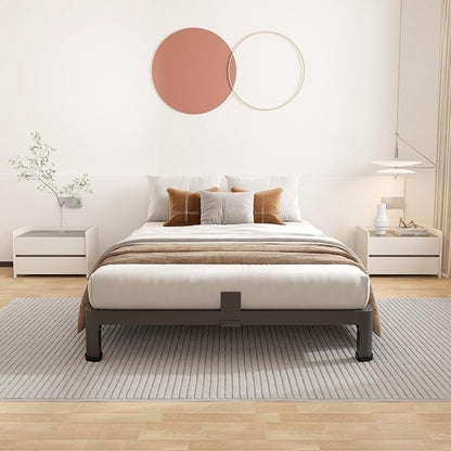 ROIL 4 inch Twin Bed Frames with Round Corner Legs Mattress Retainers 3500LBS Heavy Duty Steel Slats No Box Spring Needed Platform Noise-Free Easy Assembly
