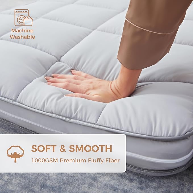 Jamdok 4Inch Cot Mattress Topper,Twin Gel Memory Foam,Machine Washable Thickened Pillow Top Cover,Roll Up Floors Mat,Portable Folding Sleep Pad(75 x 38“)
