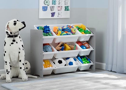Delta Children MySize 9 Bin Plastic Toy Organizer - Greenguard Gold Certified, Grey & MySize Deluxe Toy Box - Greenguard Gold Certified, Grey