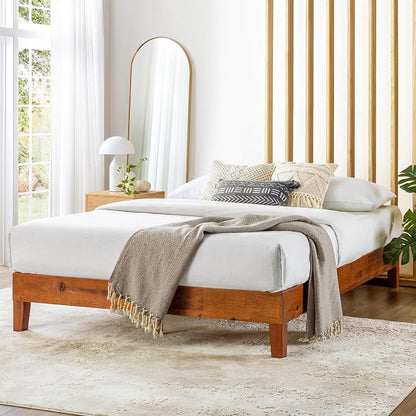Mellow Naturalista Grand - 12 Inch Solid Wood Platform Bed with Wooden Slats - No Box Spring Needed - King (Cherry)