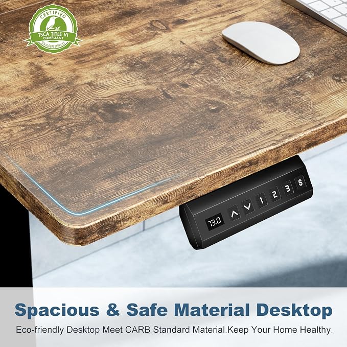 DUMOS 40 Inch Electric Standing Desk Height Adjustable, Sit to Stand Up Computer Workstations Work PC Table Home Office Study Writing Gaming Desks with Memory Presets for Walking Pad, Bedroom, Rustic