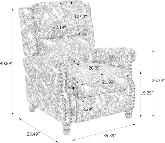 Recliner Chair, Modern Pushback Armchair with Adjustable Backrest & Footrest for Bedroom, Living Room