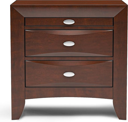 Furniture of America Darius Transitional Solid Wood 3-Piece King Platform Bedroom Set with Drawers, Bookcase Headboard and Knob Pulls, Mattress Ready, Dark Cherry