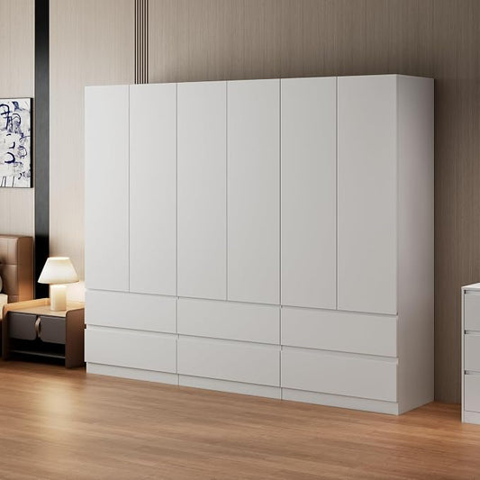 Mekminop White Armoire Wardrobe Closet with Large Capacity, 78.74" Tall Bedroom Armoire, Wooden Wardrobe Cabinet with 2 Drawers, Storage Shelves and Hanging Rod (3)