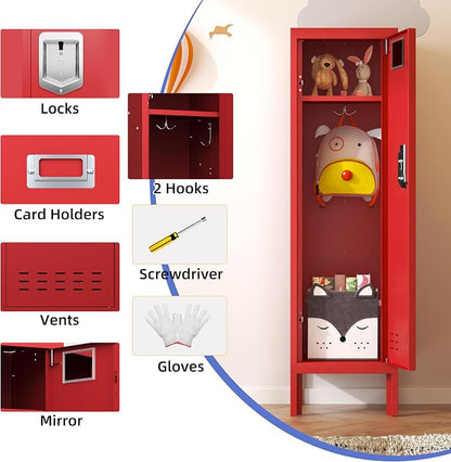 BUTISOW Metal Cabinet Home Office Storage, Lockable Steel Locker with Door, 54" Height, Multi-Purpose for Home, Office, Gym, School, Garage