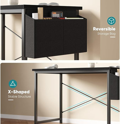 OLIXIS Computer Desk, 44 Inch Home Office Desks for Small Spaces, Writing Craft Study Gaming Table for Bedroom, Modern Computer Workstation with Storage Bag, Black