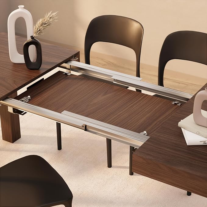 Mobili Fiver, First Extendable Table, 47.2(78.7) x31.5 in,Walnut, for 6-8 People, Expandable Dining Table for Kitchen, Living Room, Italian Furniture