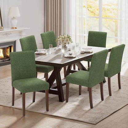 MALOL Upholstered Dining Chairs Set of 6, Modern Fabric Dining Room Chair, Wooden Dining Chair, Kitchen Side Chairs, Farmhouse Dinner Chair with High Back for Kitchen, Green