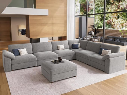 EASE MOOSE Grey Sectional Modular Sofa,Modern Comfort V Shape Sectional Couch Wide Deep seat Large Couch for Living Room,Removable and Washable
