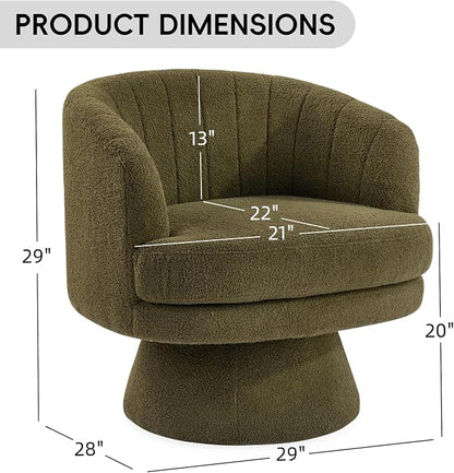 CANMOV Swivel Accent Chair with Armrest Set of 2, Modern 360 Degree Swivel Barrel Chair with Curve Back and Soft Cushion,Comfy Round Sherpa Teddy Armchair Single Sofa for Living Room, Green